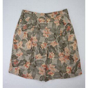 Tehama Nancy Haley Vintage Women's Shorts Size 12 Floral Print Pleated High Rise